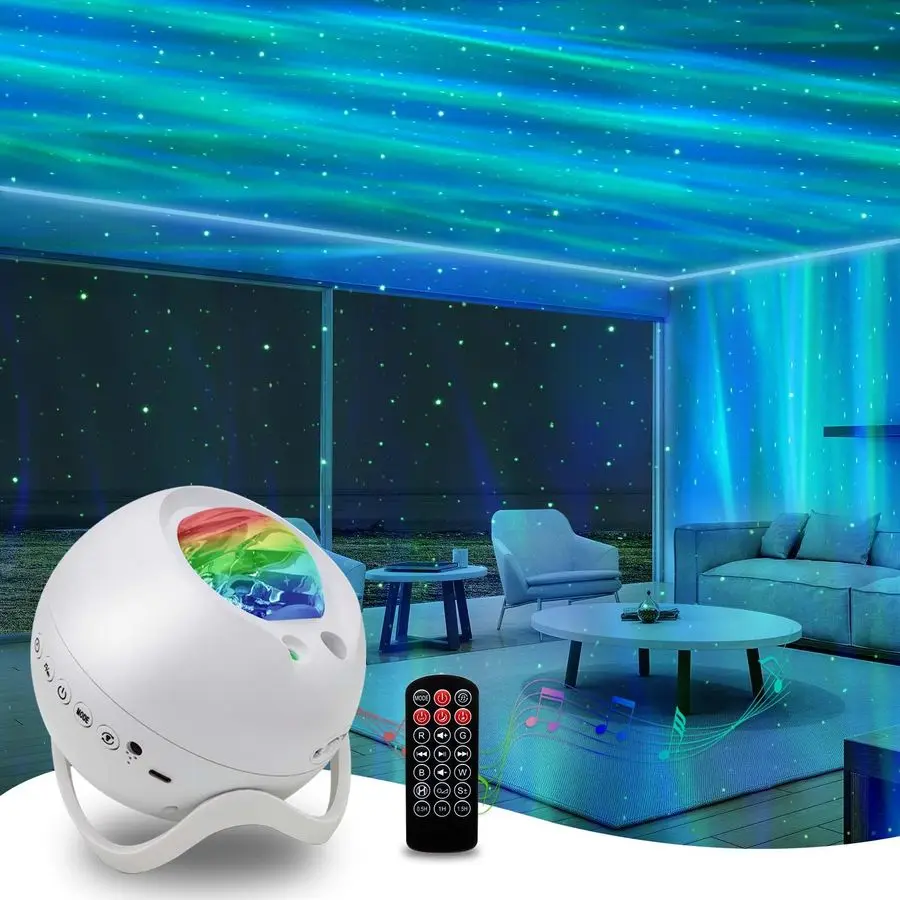 

HERHOTER Star Projector,Northern Lights Projector,with Bluetooth Speaker, White Noise, Remote Control,Night Light,for Game Room