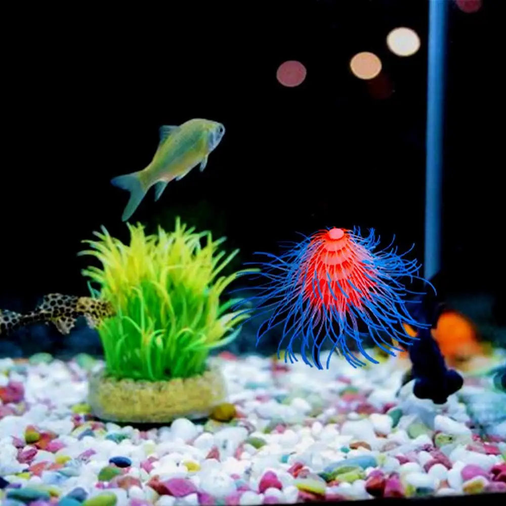 

Silicone Aquarium Landscaping Colorful Artificial Simulation Coral with Fluorescent Effect Soft Aquatic Plants Home