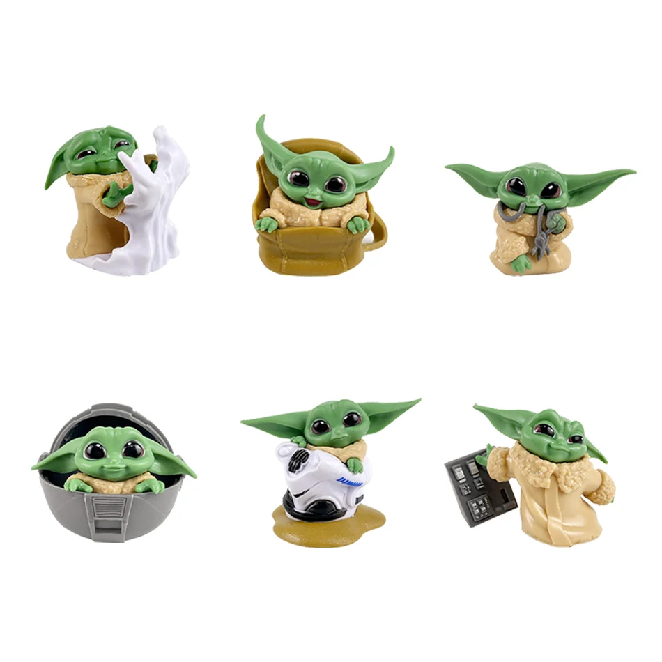 Yoda Baby 5-8cm Mini Figure 2 Style The Mandalorian Grogu Lovely Decoration Ornaments Gifts