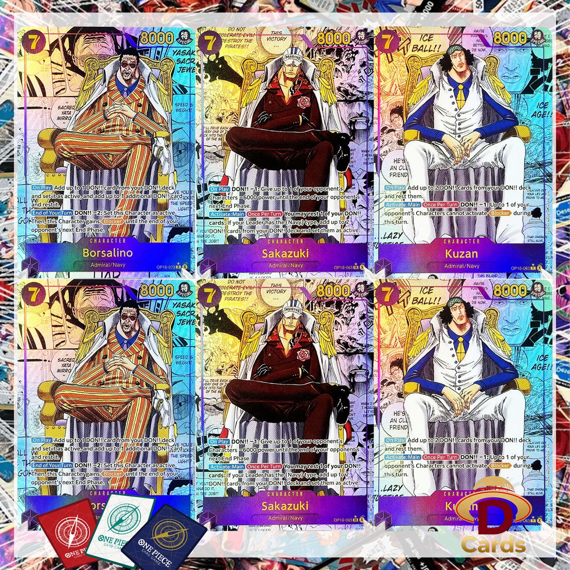 New OP16 Fleet Admirals Akainu Aokiji and Kizaru Manga cards