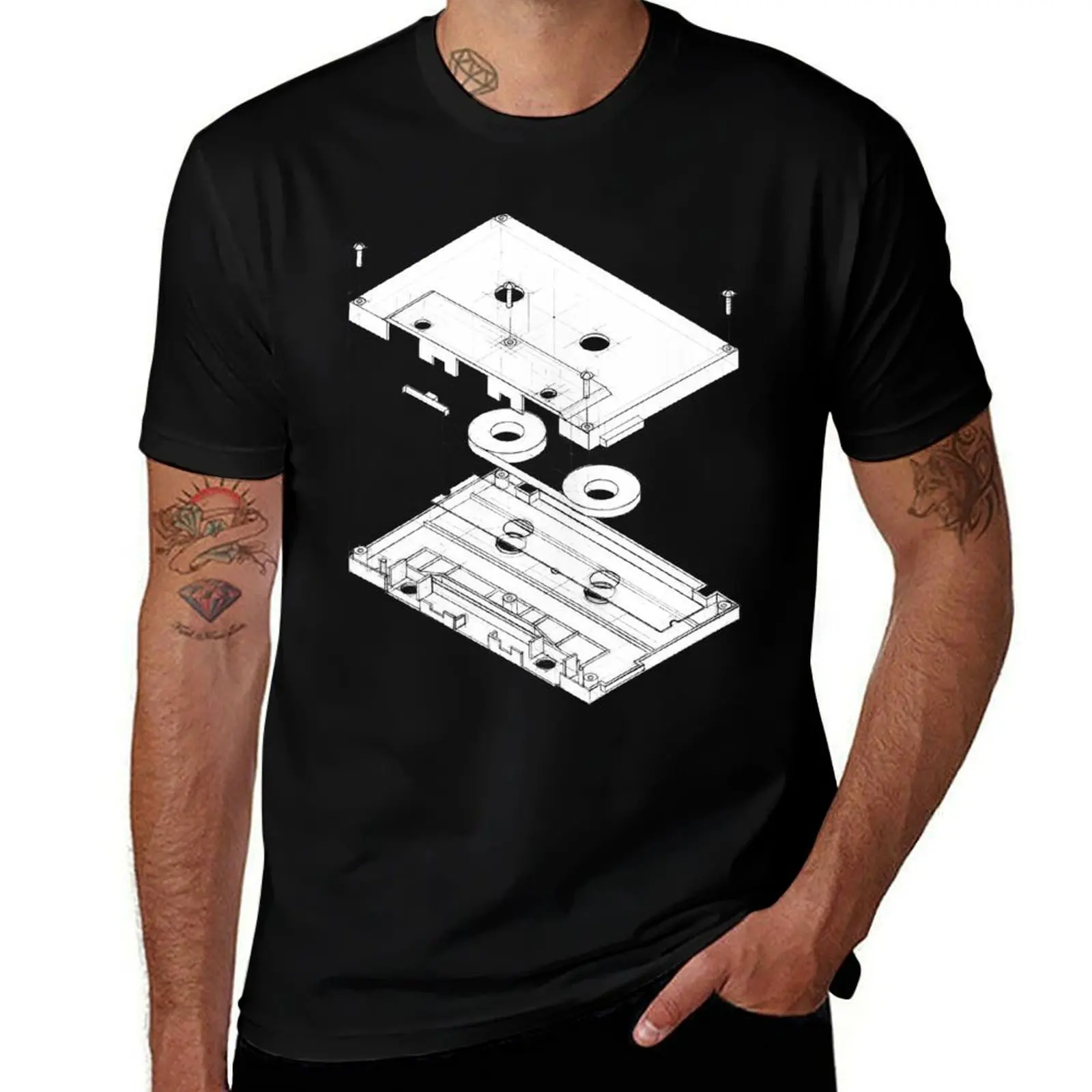 Exploded Cassette Tape T-Shirt t shirts for man graphic vintage T-Shirt