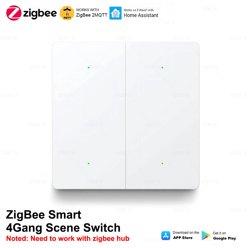 

Умный переключатель сцены ZigBee, 4 группы, 12 переключателей сцен, кнопочный контроллер, сценарий автоматизации с питанием от батареи для устройства Zigbee