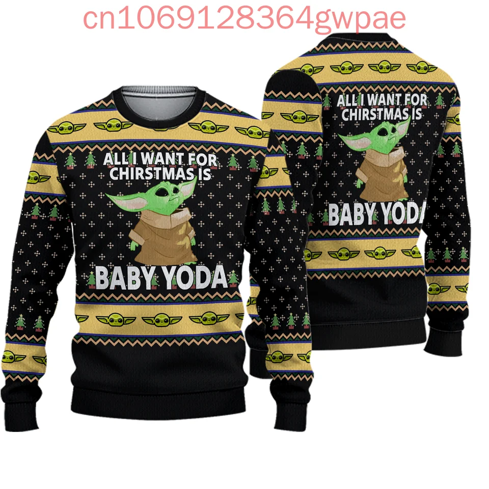 Baby Yoda Christmas Ugly Sweaters Halloween Gift Disney 3d Print Christmas Ugly Sweaters Fashion Men's Women Casual Sweater