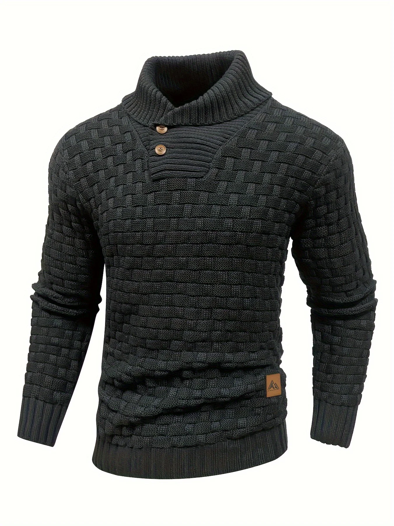 Cozy Chic Men's Waffle Pattern High Stretch Sweater - Soft、 Breathable、 Lightweight Pullover for Fall and Winter - Chic Matu