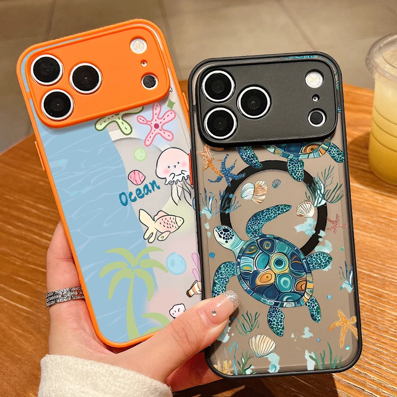 Apple Iphone 16 - Ocean Turtle Print Matte Magnetic Phone