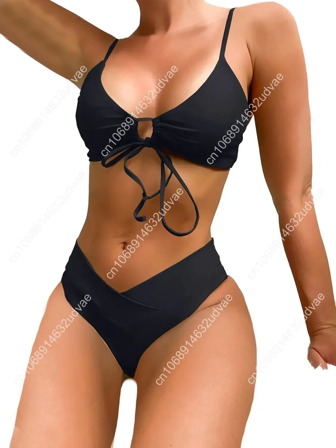 Meetall Women's High Cut String Triangle Bikini Set Swimsuits Sexy Bathing Suits 2 Piece