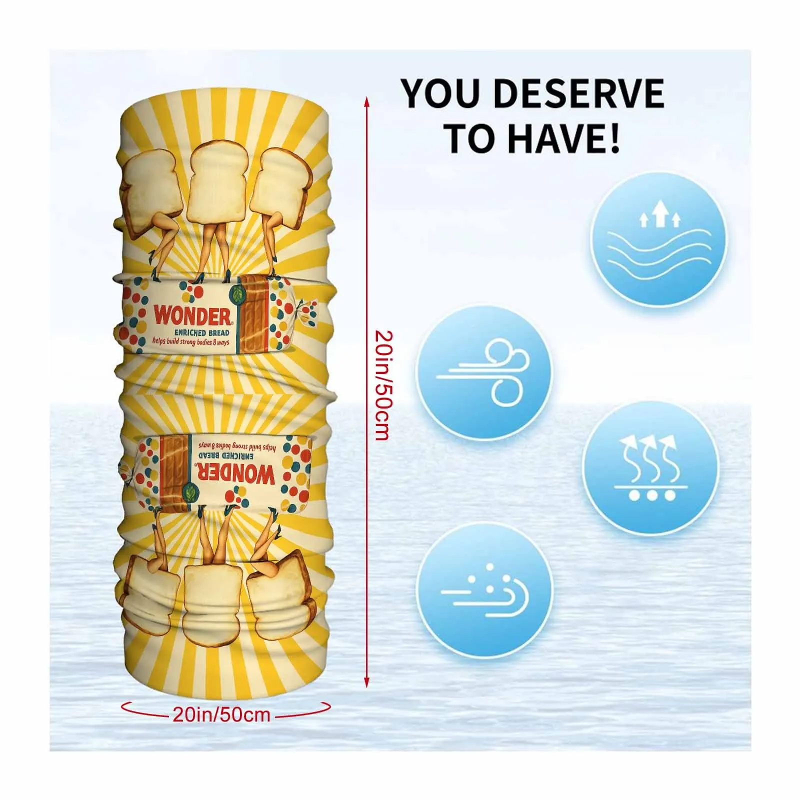 Wonder Bread Advertisement, Sliced Bread, Feet in Slices Novel Design Multi-Functional Printed Scarf Suitable for Outdoor
