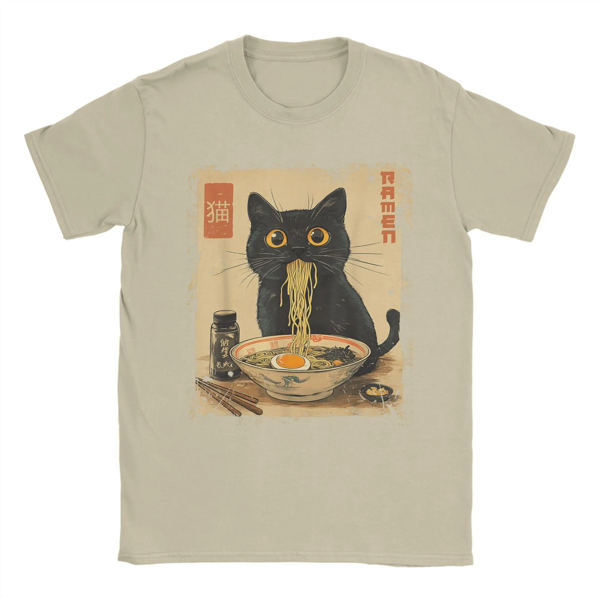 Cute Anime Ramen Cat T-Shirt for Women - Novel Round Neck Short Sleeve T-Shirt Gift Clothing Graphic T Shirts Summer Streetwear