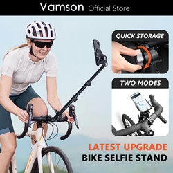 Vamson 2 IN 1 Bicycle Handlebar Selfie Stick Bracket with Phone Clip for Smartphone for Insta360 X4 X3 GoPro DJI Accessories