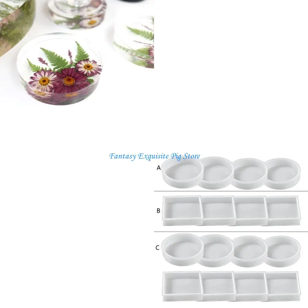 

4Pcs/8Pcs for Creative Silicone Molds Square Round Placemat Mold for Cra