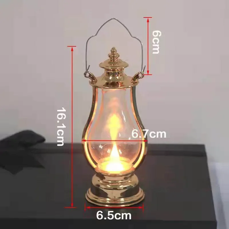 Led Retro Small Oil Lamp Portable Wind Light Kettle Electric Candle Lamps Bedroom Living Room Decoration Kerosene Lights