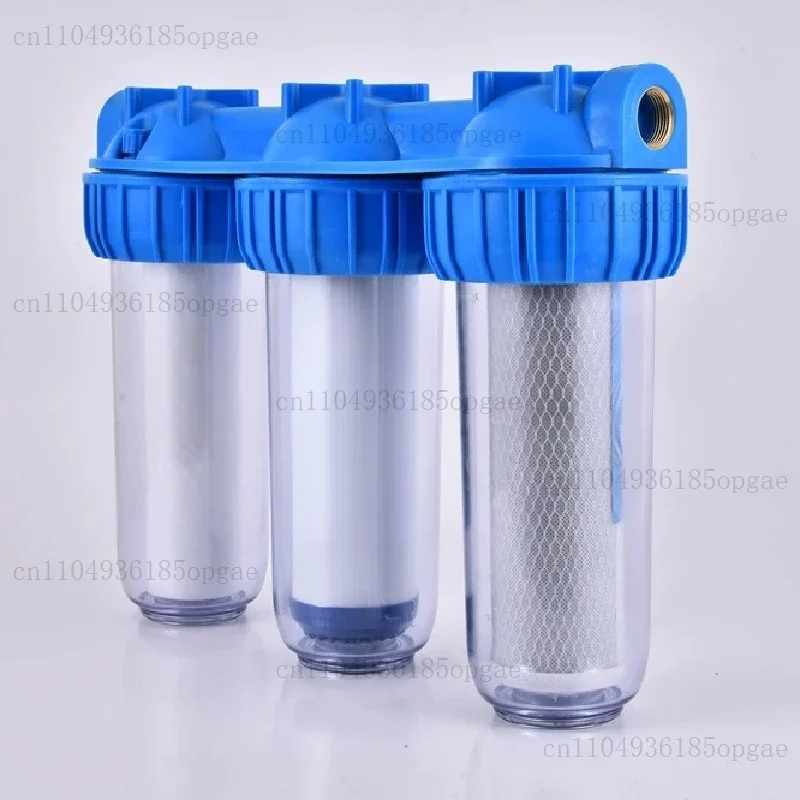 10 inch three-level transparent bottle triple body pre filter household kitchen tap water pipeline filtration water purifier