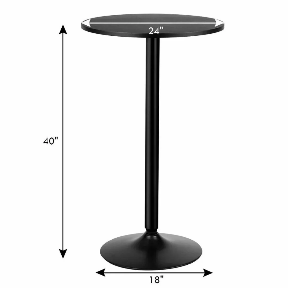 US 24" Round Pub Table Bistro Bar Height Cocktail Table W/Metal Base Indoor Black