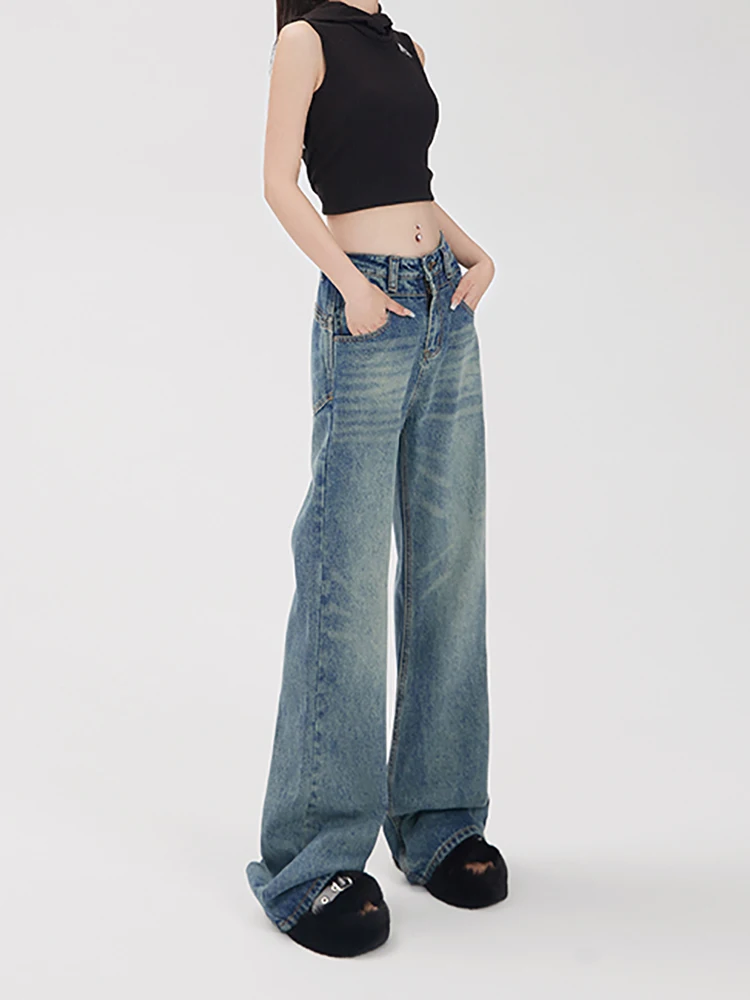 

Fashion Wide Leg Jeans For Women High Waist Vintage Straight Baggy Denim Pants Streetwear Design Denim Trouser