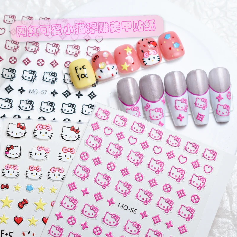 1pcs Cute Hello Kitty 3D Nail Art Stickers Sanrio Anime Manicure Supplies Cartoon Kulomi My Melody Stickers Nail Art Decoration