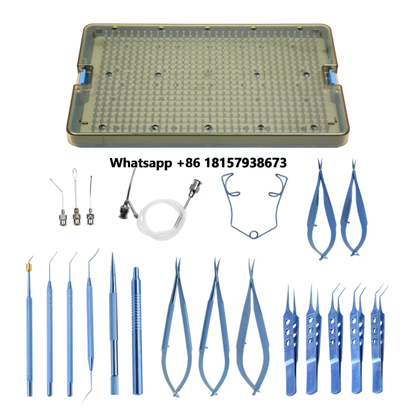 21pcs Titanium Alloy  Cataract Ophthalmic Instrument Set With Silicone Sterilization Box