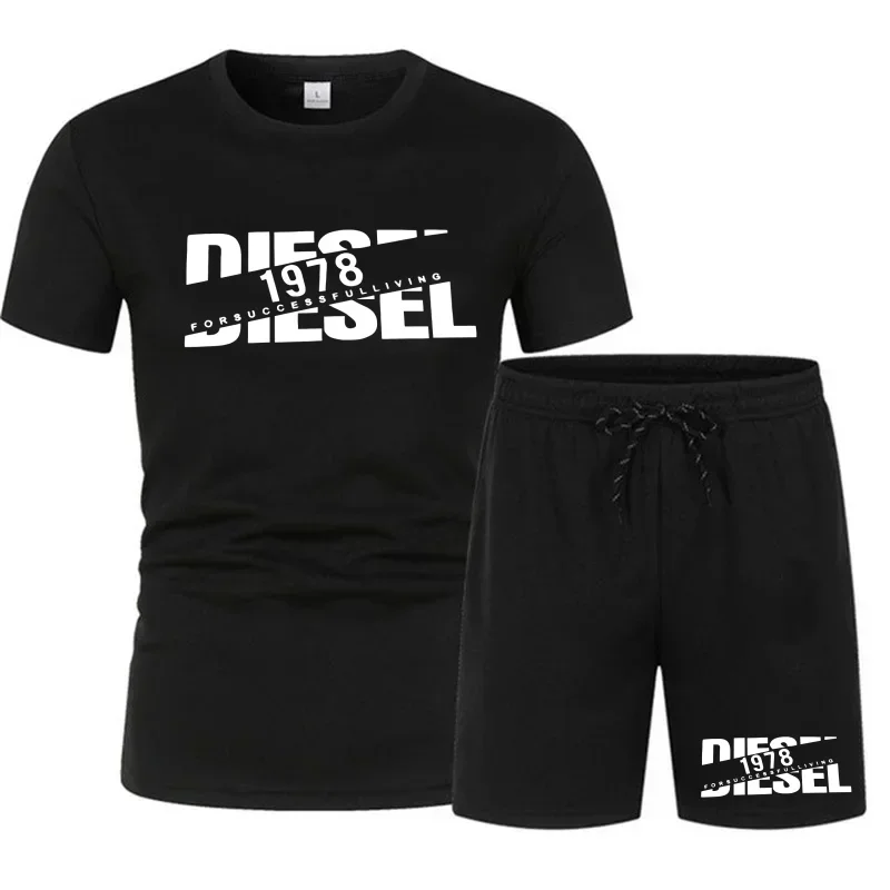 

Men's Summer 2 Piece Tracksuit 2026 Casual Short Sleeve T-shirt and Shorts Set Breathable Gym Jogging Fitness Sportswear