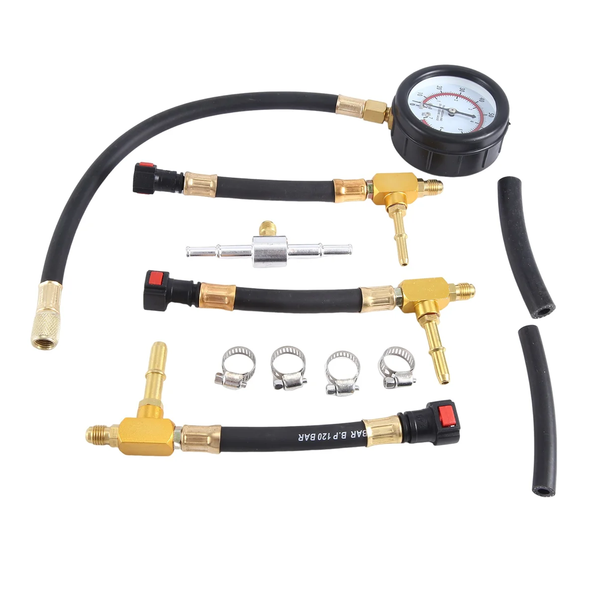 

Car Fuel Pressure Gauge Car Gasoline Injection Tester Meter with 6.3 7.89 9.49 Connector Fast Connetion