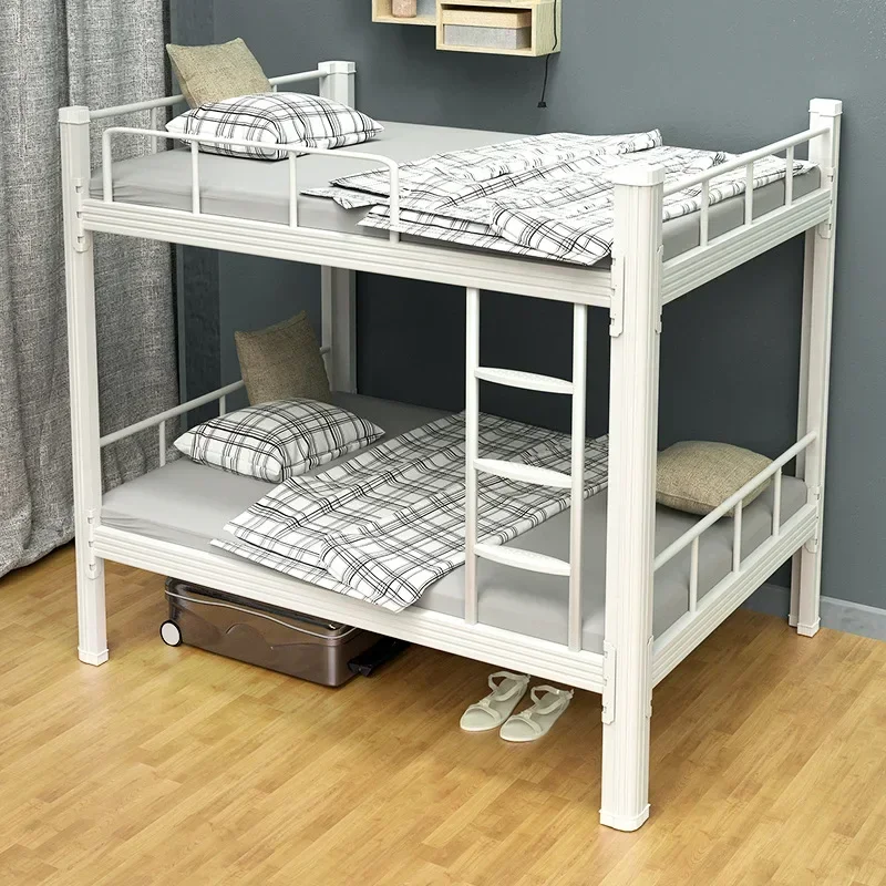 Single double bunk alloy iron bed with backing plate, easy assembly