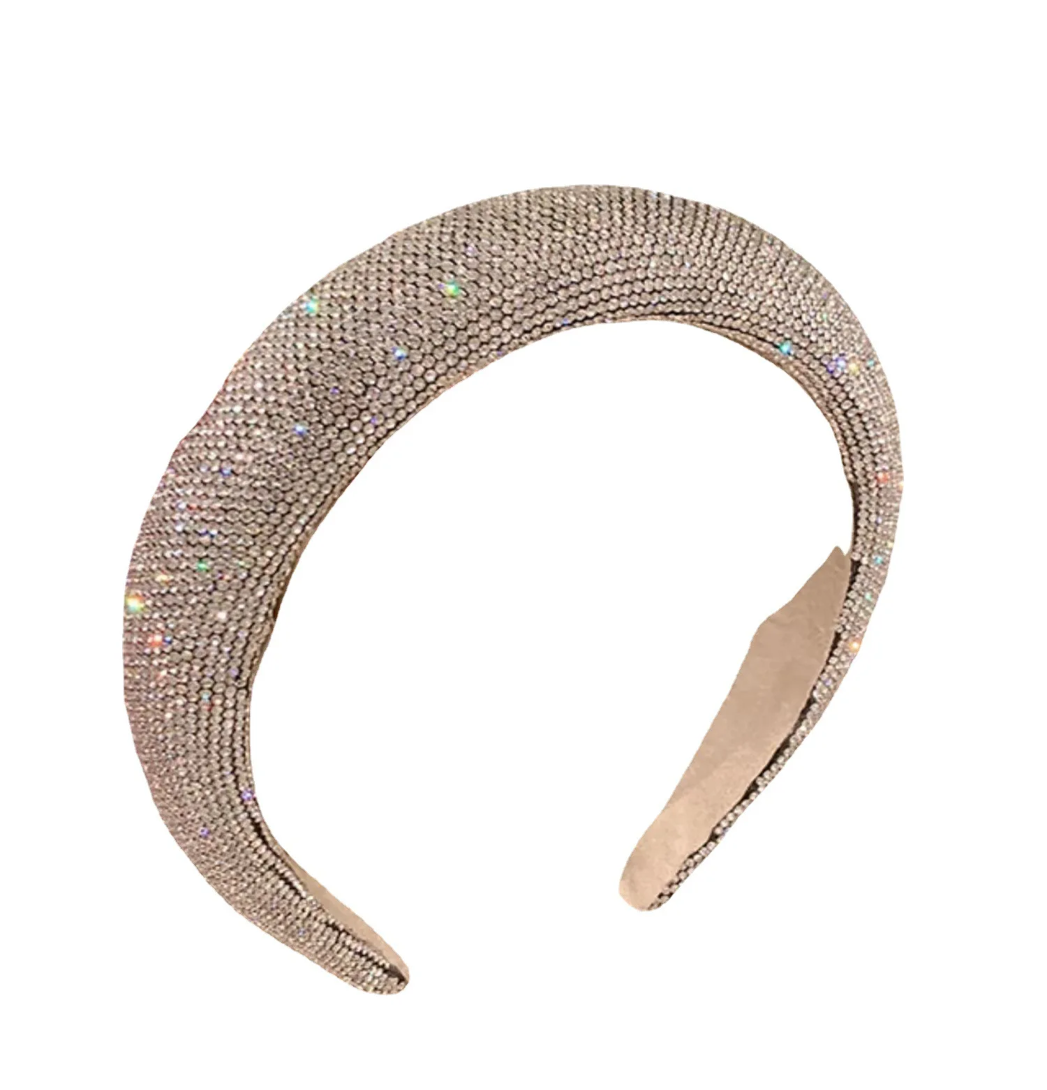 2 Styles New Full Diamond Sparkle Padded Headband Hair Hoop Super Flash Net Top Sponge Girl\'s Light Headwear Baroque Hairband