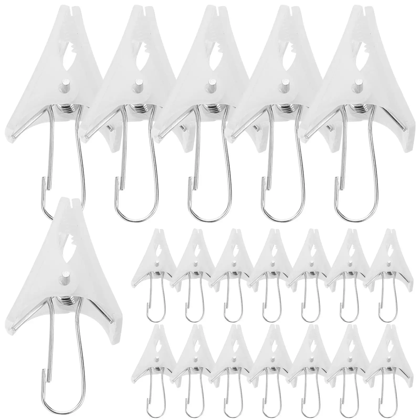 

20pcs White Plastic Clips for Curtains Sheets Hooks Hangers Decorative Rings Sturdy Multifunctional Home Accessories