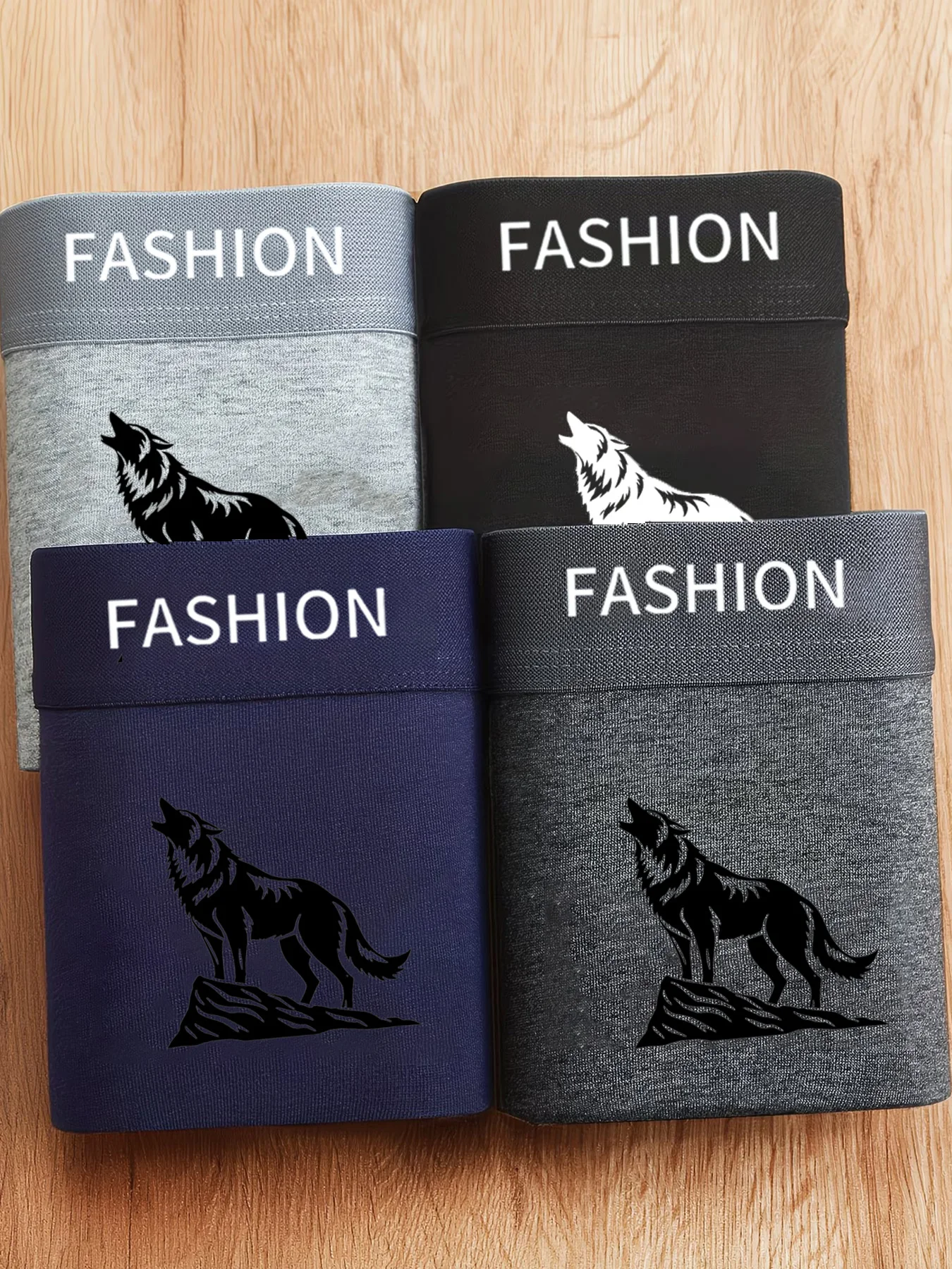 4Pcs Men's Fashion Underwear Breathable Soft Comfortable Quick-Drying Elastic Boxing Shorts Underpants Boxer Underwear