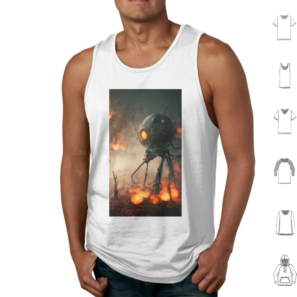 Invasion War On Earth-Looking For Survivors-Tank Tops Print Cotton Seth Branch War Space Earth Invasion World Retro