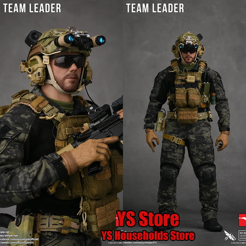 EASY&SIMPLE HRT06 1/6 Collectible HRT TEAM LEADER Male Solider Camfoulage Cloth Static Weapon Model 12