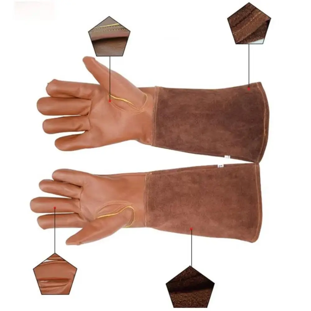 Long Sleeve Gardening Gloves Coffee Wear-resisting Outdoor Work Gloves Anti Stab Non-slip Winter Thermal Gloves Rose Pruning