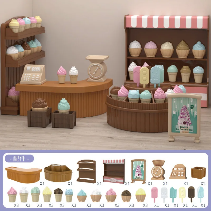 بيت الدمية الحيوانية الصغيرة التجميع المجاني مع مشهد مصغر محاكاة الأثاث Kitc Gifthen اكسسوارات لتقوم بها بنفسك اللعب الهدايا الداخلية