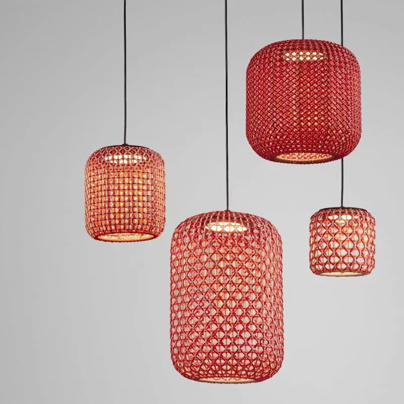Outdoor Indoor chandelier waterproof garden light Handmade light Chinese modern villa hotel gatehouse red lantern Pendant Light