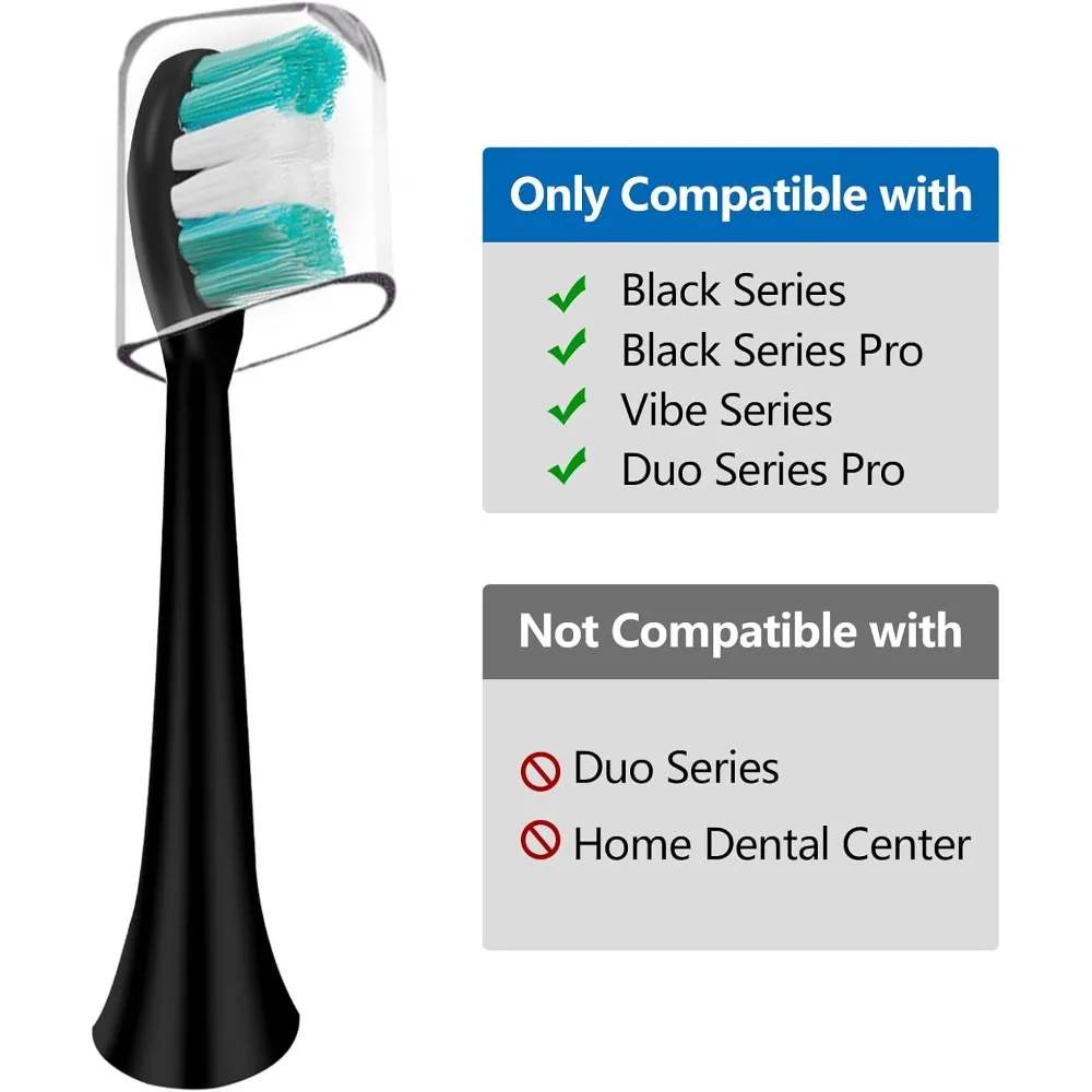 10Pcs Replacement Electric Toothbrush Heads for AquaSonic Black Series Vibe Series Nylon Bristle Teeth Cleaning Oral Care Black