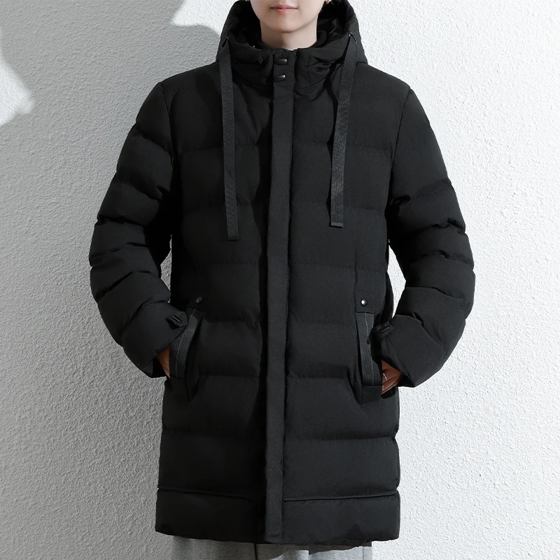 

2025 Men Warm Long Puffer Jacket Men Thicken Quilted Mid-Length Hooded Coat Winter Casual Jacket Outwear Overcoat Coat Parka