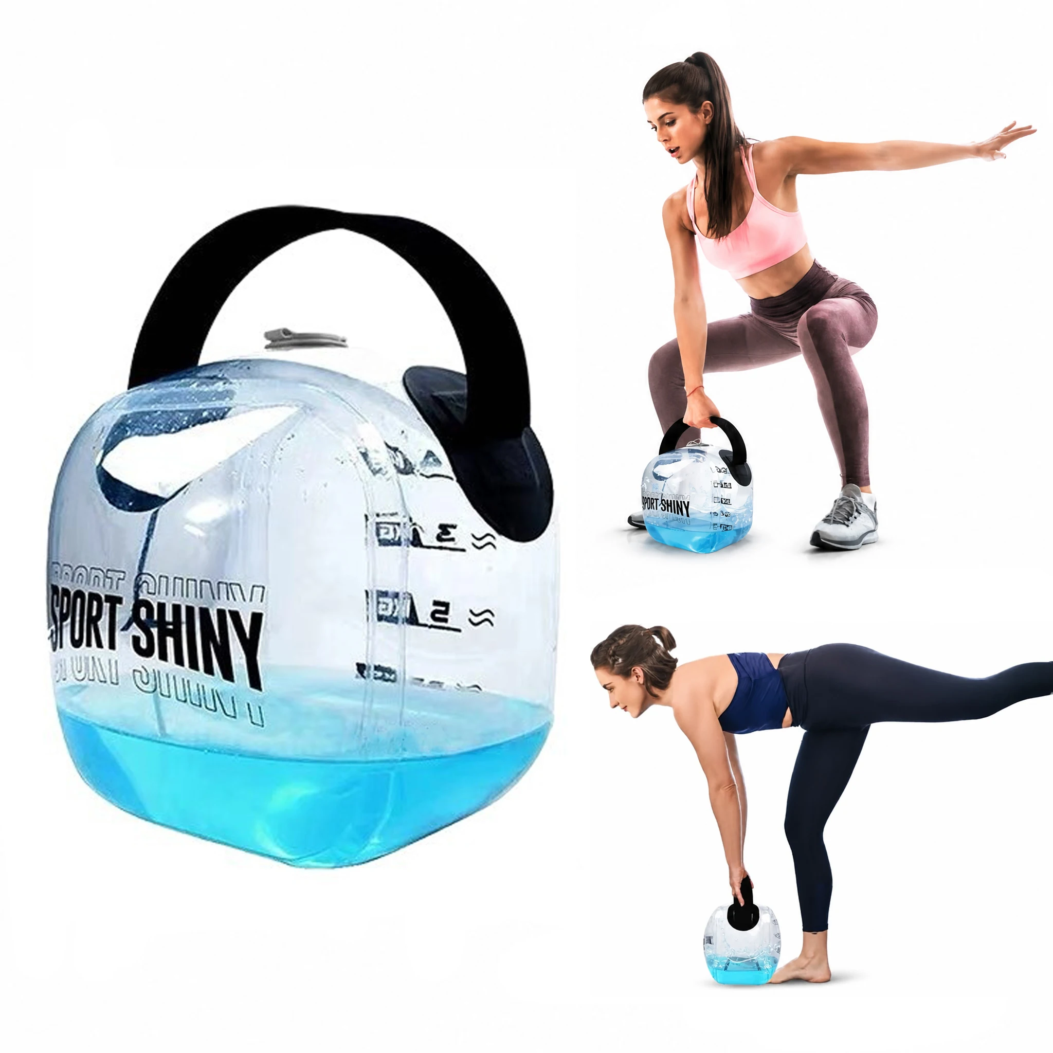 Portable Water Kettlebell Adjustable Weight Training Gear for Arm & Full Body Workout，With Air Pump and Pigment