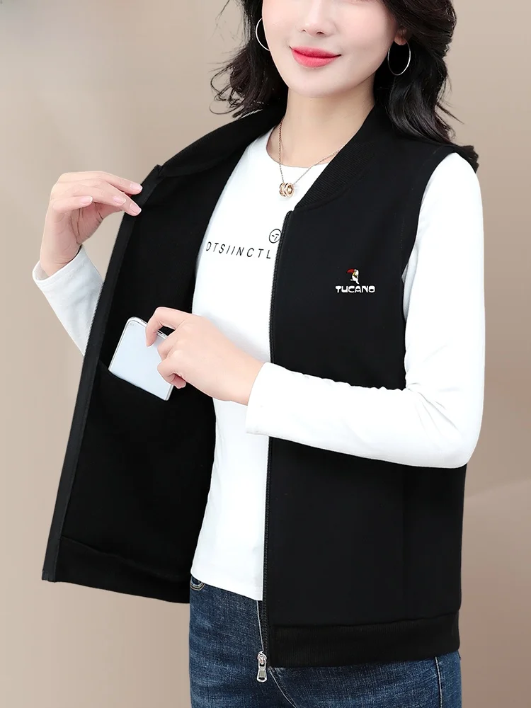 TUCANO ort Women's Vest Spring Autumn 2025 New Midlife Ladies Outerwear Casual Jaet Cotton Polyester Zipper Closure