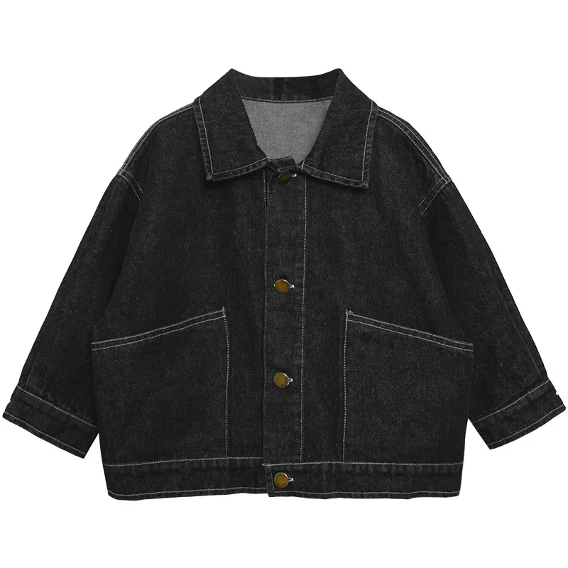 Primavera autunno ragazzi cappotto di jeans tinta unita stile coreano bambini turn-down coallr giacca casual bambini baby Tops