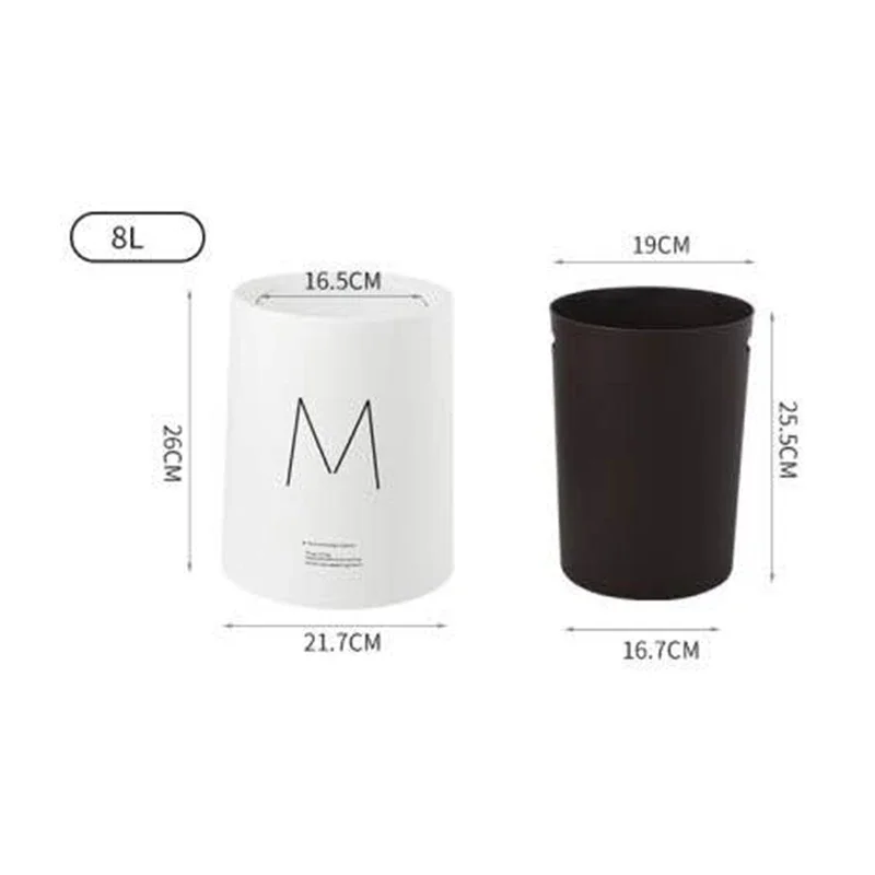 8L Nordic Simple Plastic Trash Can Office Bathroom Kitchen Trash Bin Living Room Bedroom Garbage Household Waste Bin With Lid