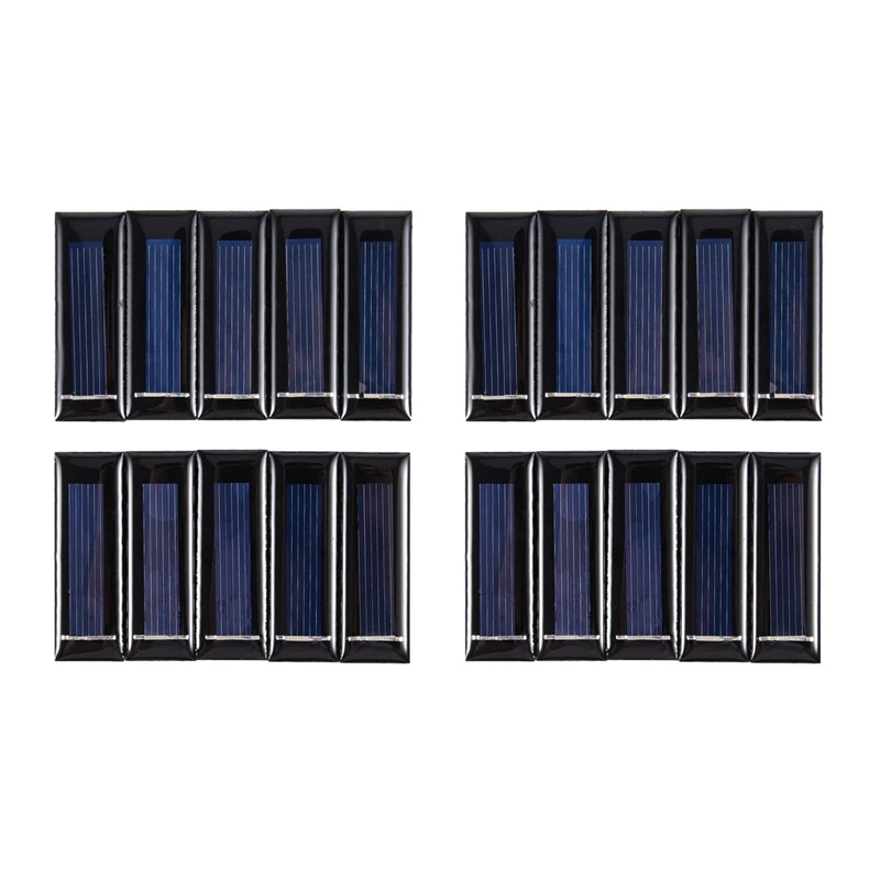 

Hot TTKK 20Pcs Mini Solar Panel New 0.5V 100MA Solar Cells Photovoltaic Panels Module Sun Power Battery Charger DIY 53X18x2.5Mm