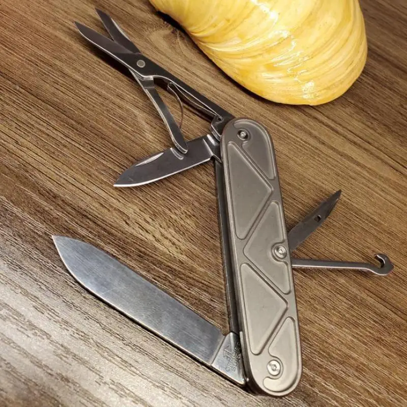 Imagem -03 - Edc Liga de Titânio Entalhado Handle Remendo Faça Você Mesmo Canivete Suíço Victorinox Ferramenta ao ar Livre 91 mm Novo