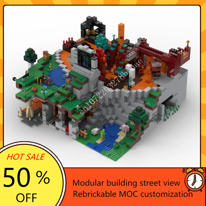 3244 Stuks Ucs Mijn Wereld Diorama Modulaire Moc Creatieve Straatbeeld Model Bouwstenen Architectuur Doe-Het-Zelf Onderwijs Assemblage Speelgoed Cadeau