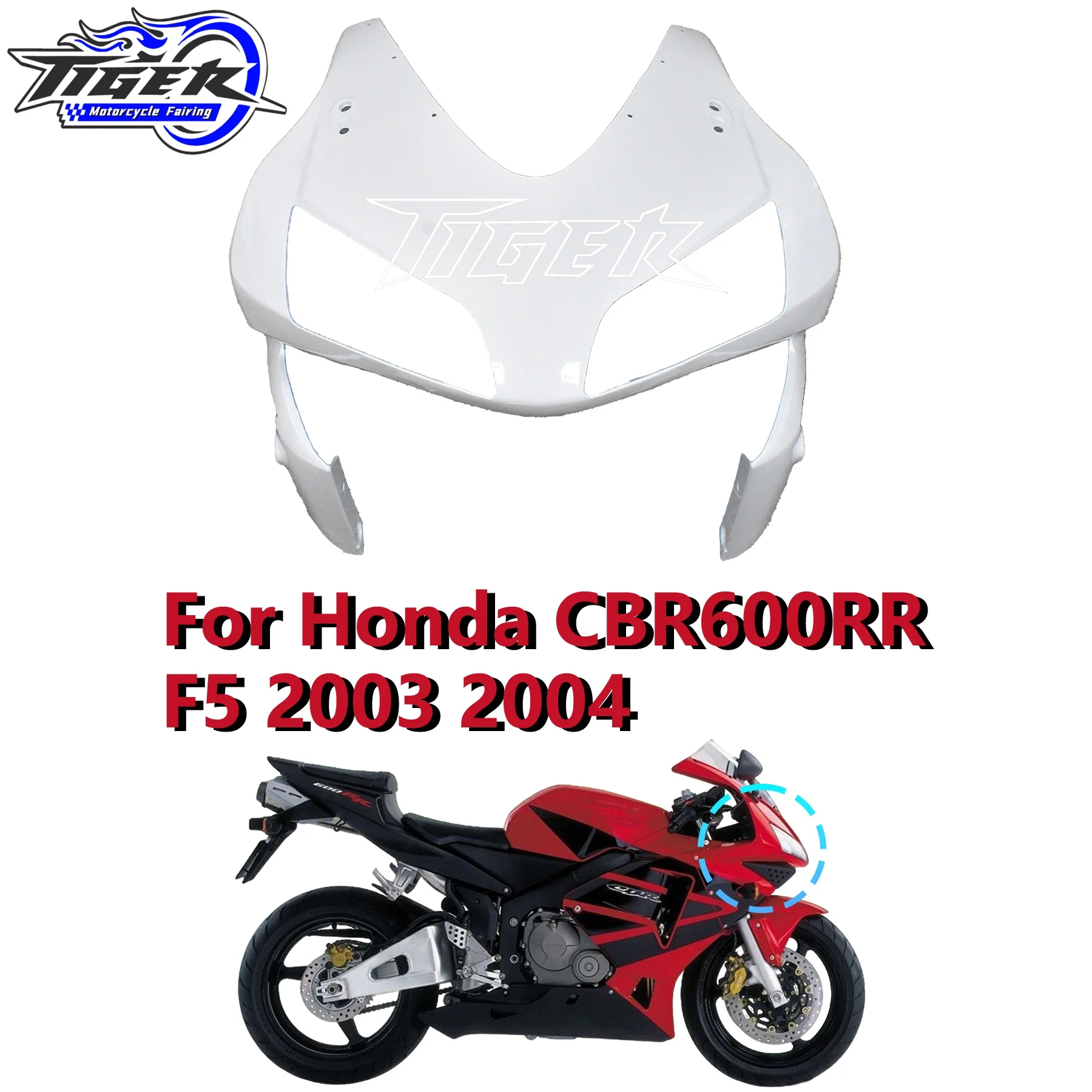 

ABS Plastic Unpainted Head Cowl For Honda CBR600RR F5 2003 2004 with Headlamp Cover and Fairing Kit