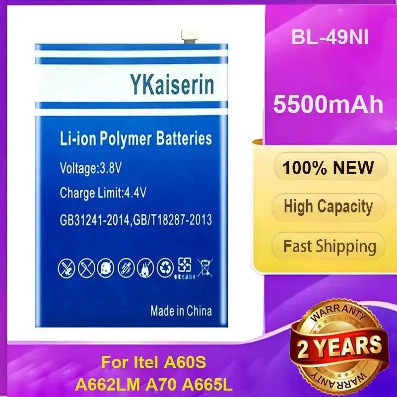 

Rapid Charging For Itel A60S A662LM A70 A665L 5500Mah Mobile Phone Battery BL-49NI High-Capacity