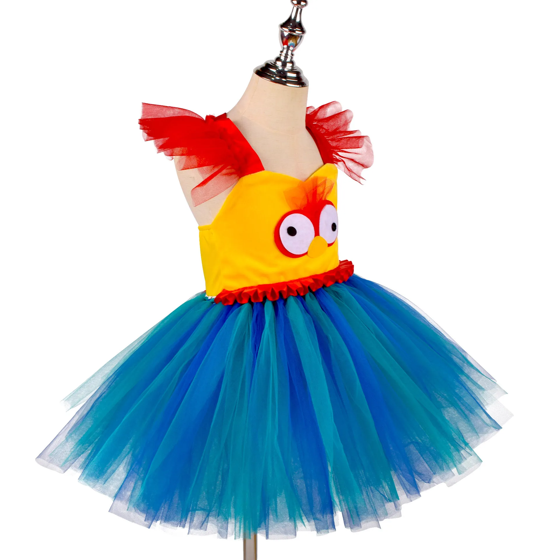 Tollder Girls Rooster Cosplay CostumE Kids Funny Animal Tutu Dress Halloween Poultry Cosplay Knee Lenth Dress Chick Costumes