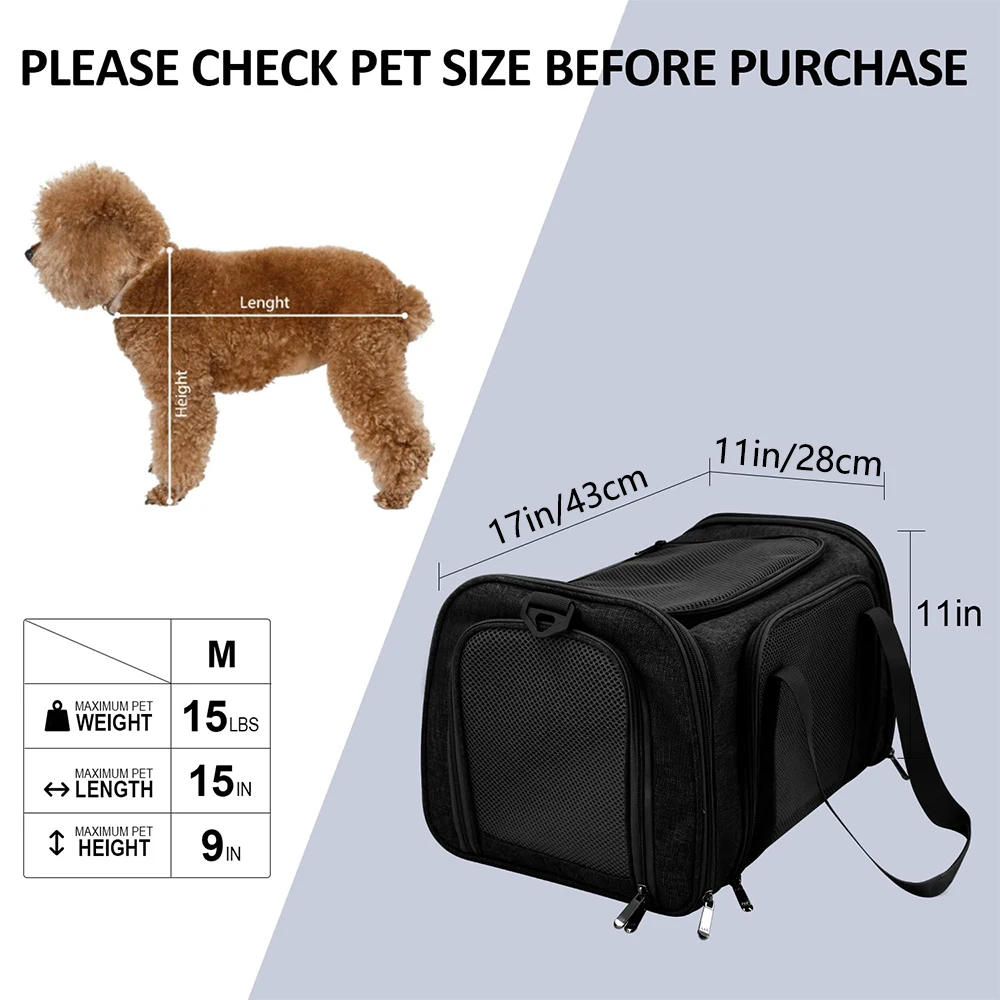 Imagem -04 - Lado Macio Pet Carrier Backpack Dog Carriers Travel Bags Airline Aprovado Transporte para Gatos Filhotes de até 15 Lbs Outgoing