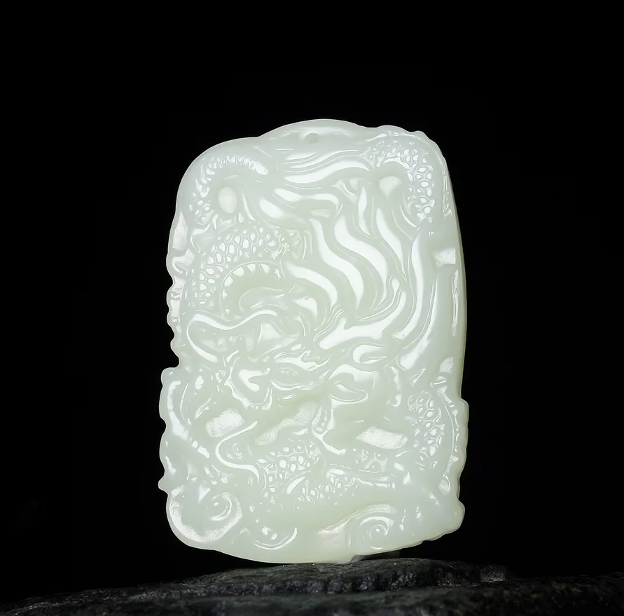 

Fine Jewelry Natural Hetian Nephrite Jade Zodiac Dragon Pendant for Men