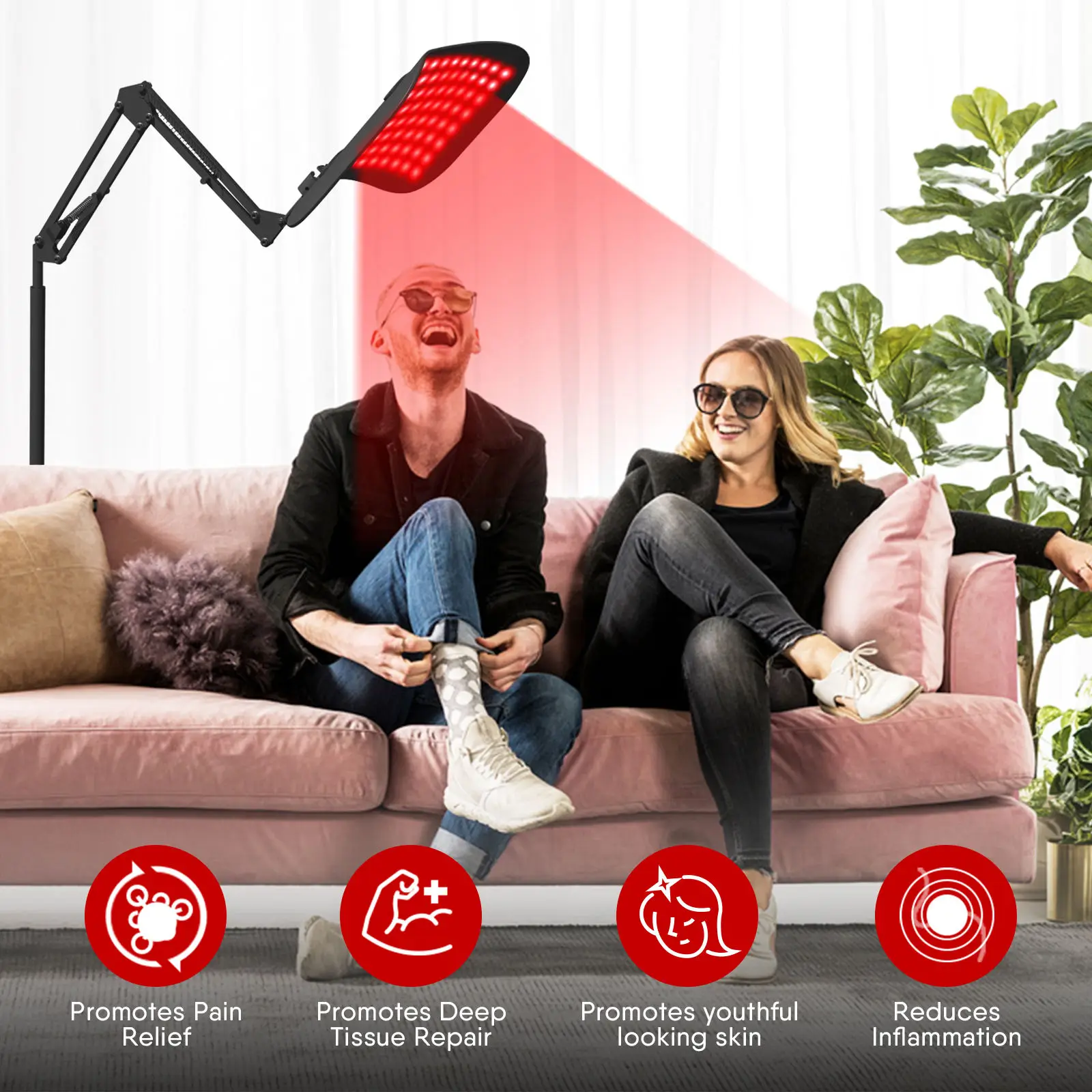 APT RED LIGHT Terapia della luce rossa per il corpo con treppiede, dispositivo per terapia della luce a infrarossi da 120 LED, lampada a luce rossa profonda da 660 nm e 850 nm