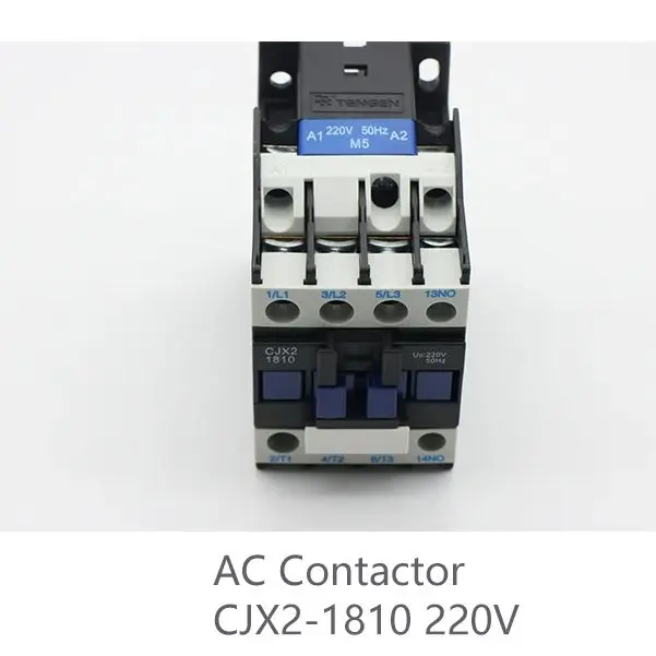 CJX2-1810 AC Contactor 220V, 3P 18A Industrial Electrical Control Relay with Silver Contacts, High Current AC Contactor for Moto