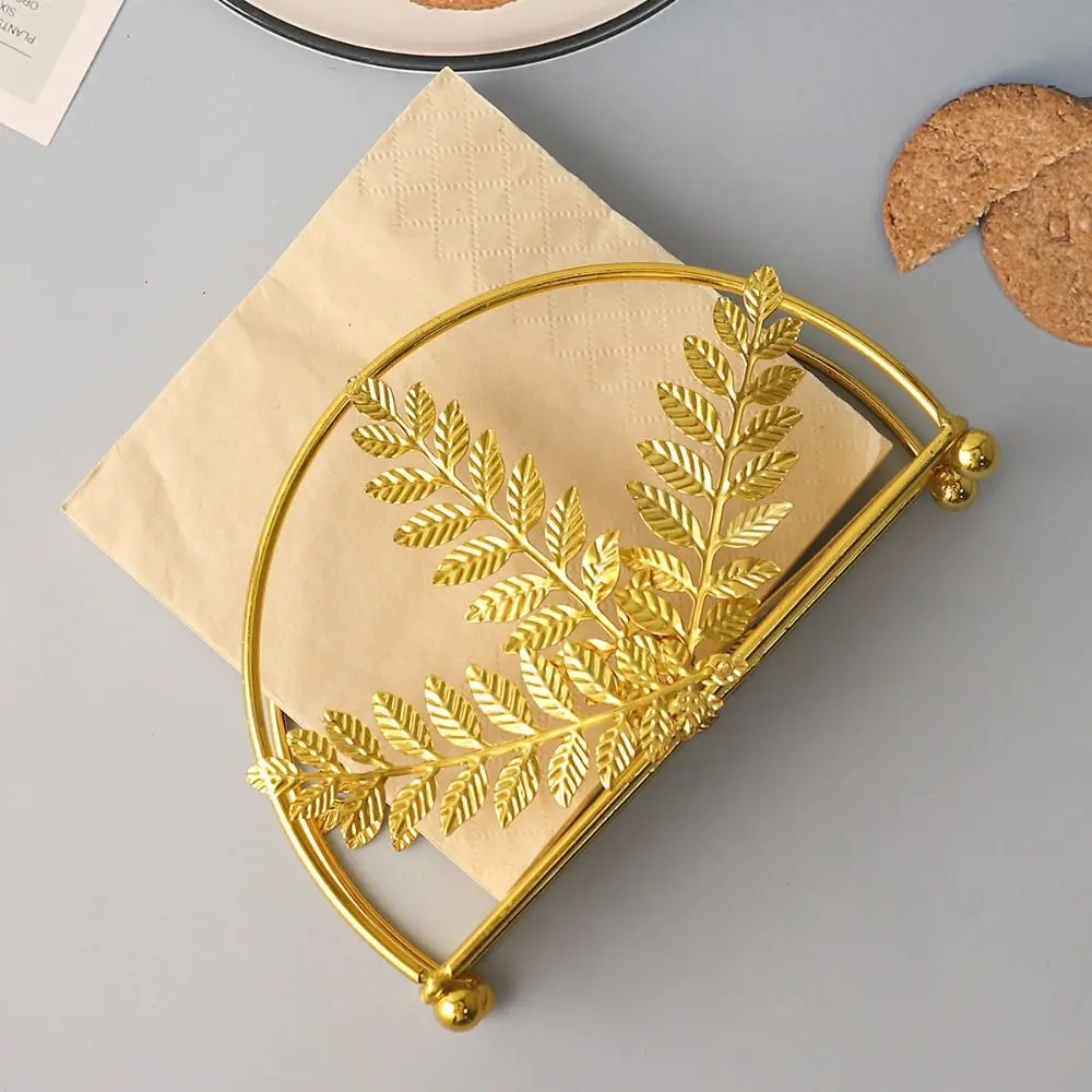 

Flowers&Leaves Metal Napkin Holders Gold Luxury Space-Saving Tissue Storage Rack Stable Freestanding Paper Towel Container