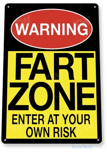 TIN SIGN Fart Zone Caution Warning Metal Décor Wall Store Shop Garage A362 --Tin Sign