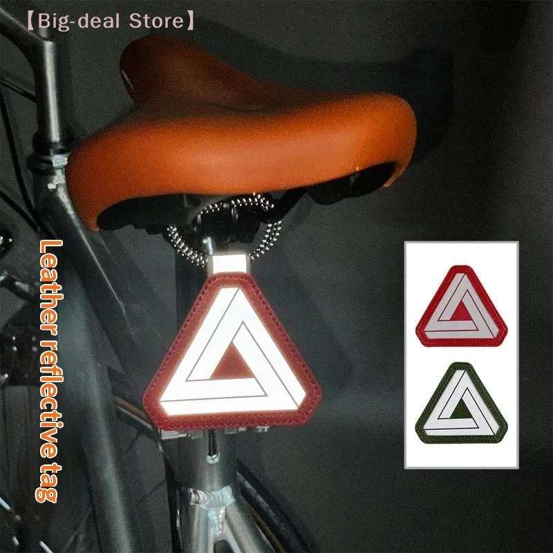 【M】Elastic Strap Bike Reflective Triangle Sign Leather, Cycling Tail Reflector Two Patterns Multi-Color Night Safety